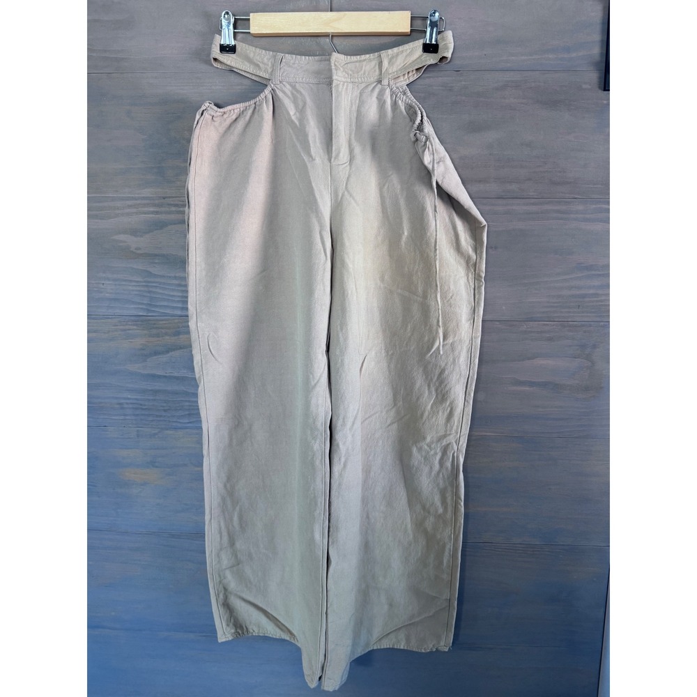 Abbeline Open Side Waist Pants Size Medium‎ Tan Khaki